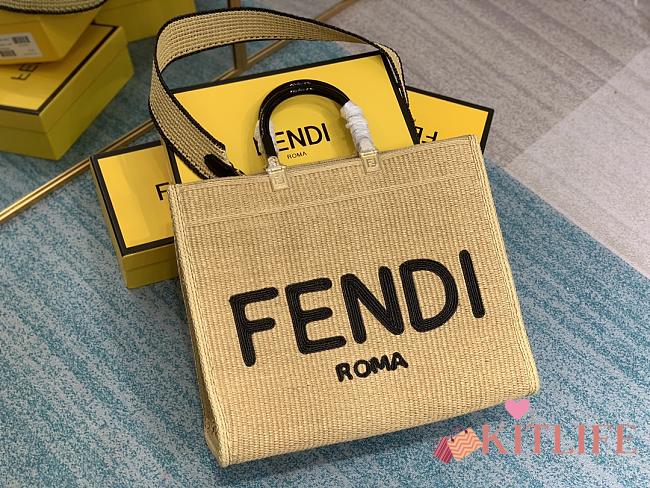 Kitlife Fendi Sunshine Medium Woven straw shopper - 35x31x17cm - 1