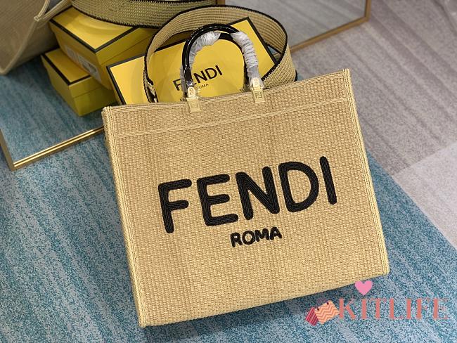 Kitlife Fendi Sunshine Large Woven straw shopper - 40.5x35x21.5cm - 1