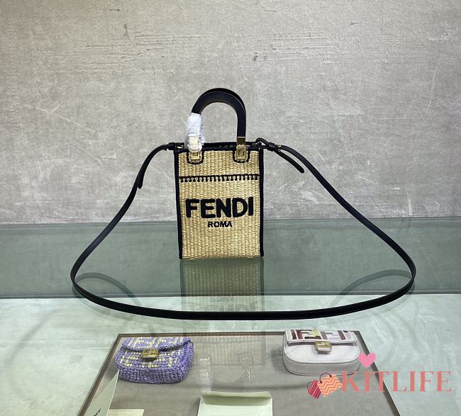 Kitlife Fendi Sunshine Mini Shopper Woven Straw - 13x6.5x18cm - 1