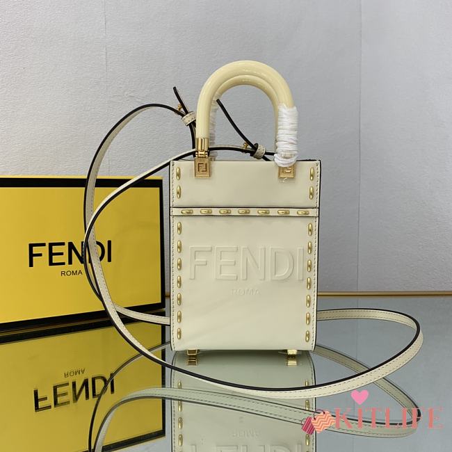 Kitlife Fendi Mini Sunshine Shopper Lilac leather white bag - 13x6.5x18cm - 1