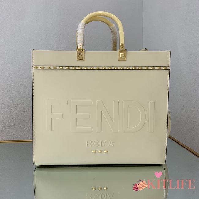 Kitlife Fendi Sunshine MediumWhite leather shopper - 35x31x17cm - 1