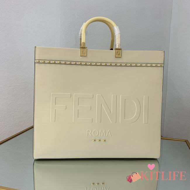 Kitlife Fendi Sunshine Large white leather shopper - 40.5x35x21.5 cm - 1