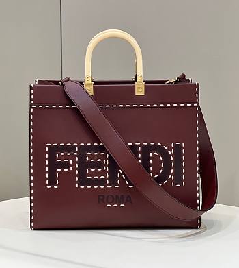 Kitlife Fendi Sunshine Medium Burgundy Bag - 35x31x17cm