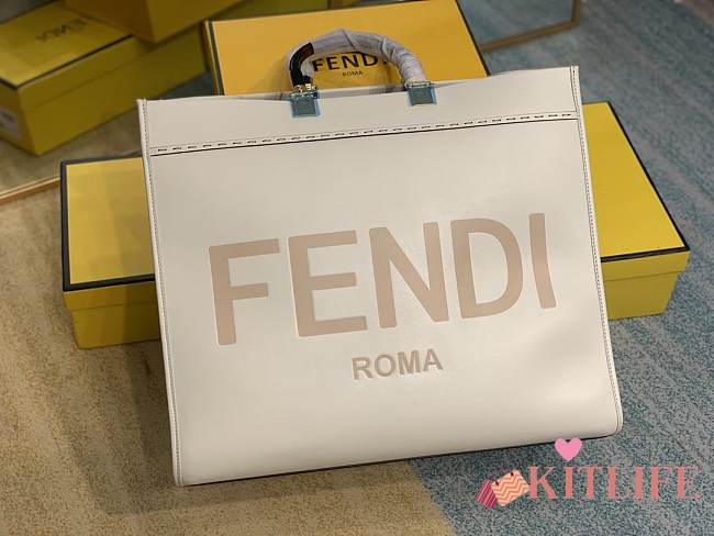 Kitlife Fendi Sunshine Large White leather shopper - 40.5x35x17cm - 1