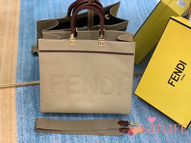 Kitlife Fendi Sunshine Medium Beige canvas bag - 35x31x17cm - 1