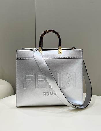 Kitlife Fendi Sunshine Medium Silver laminated leather shopper - 35x31x17cm