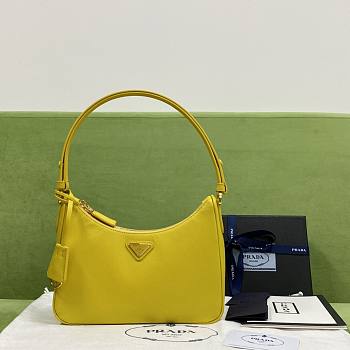 Kitlife Prada Re Edition Saffiano Leather Yellow Bag - 23x17x6.5