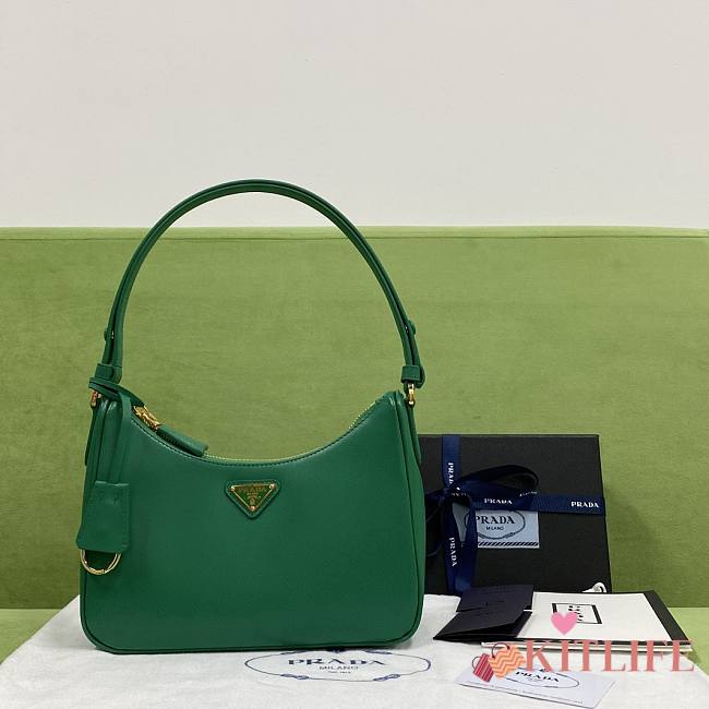 Kitlife Prada Re Edition Saffiano Leather Green Bag - 23x17x6.5 - 1