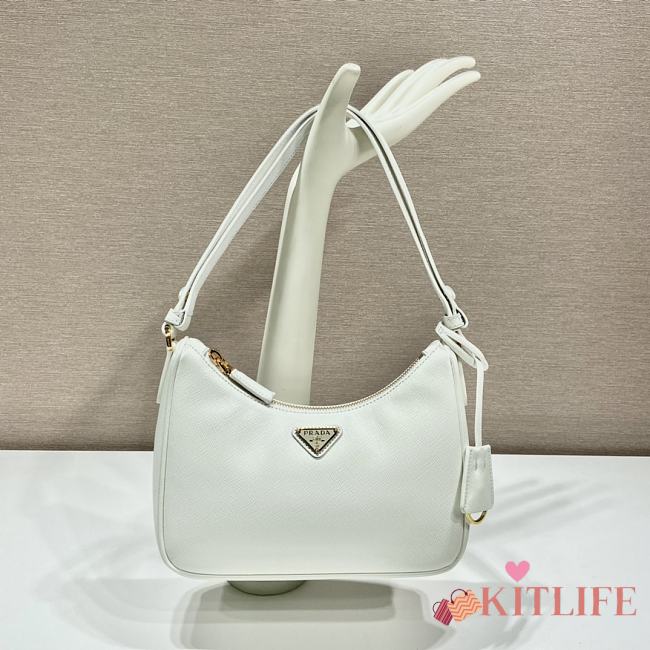 Kitlife Prada Re Edition Saffiano Leather White Bag - 23x17x6.5 - 1
