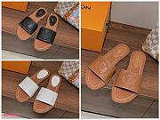Kitlife Louis Vuitton Lock It Flat Mule Grained Calf Leather - White/Brown/Black - 1
