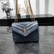 Kitlife YSL Loulou SMALL CHAIN BAG IN MATELASSÉ Navy Gold and Silver - 23 X 17 X 9 CM - 1