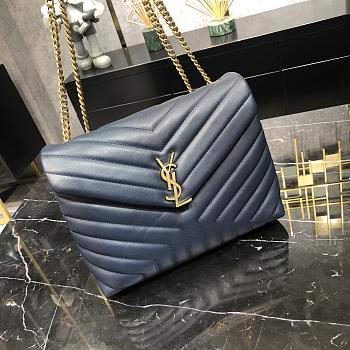 Kitlife YSL Loulou SMALL CHAIN BAG IN MATELASSÉ Navy Gold and Silver - 32 X 22 X 12 CM