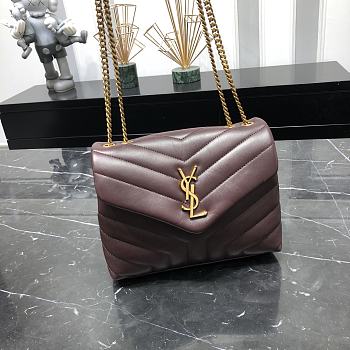 Kitlife YSL LOULOU SMALL CHAIN BAG BURGUNDY GOLD AND SILVER HARDWARE - 24cm x 17cm x 9cm