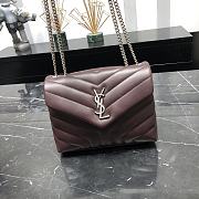 Kitlife YSL LOULOU SMALL CHAIN BAG BURGUNDY GOLD AND SILVER HARDWARE - 24cm x 17cm x 9cm - 3