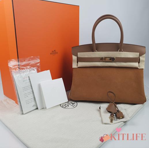 Kitlife Hermes Birkin Swift Grizzly 25 Satchel - 1