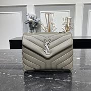 Kitlife YSL Loulou SMALL CHAIN BAG IN MATELASSÉ Grey Gold and Silver - 23 X 17 X 9 CM - 2