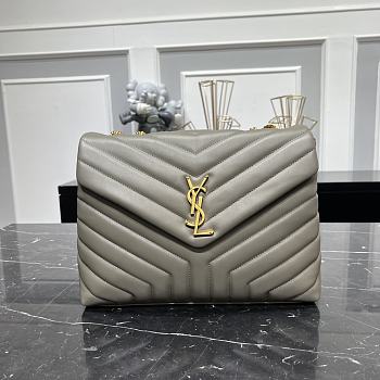 Kitlife YSL Loulou SMALL CHAIN BAG IN MATELASSÉ Grey Gold and Silver - 32 X 22 X 12 CM