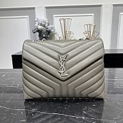 Kitlife YSL Loulou SMALL CHAIN BAG IN MATELASSÉ Grey Gold and Silver - 32 X 22 X 12 CM - 2