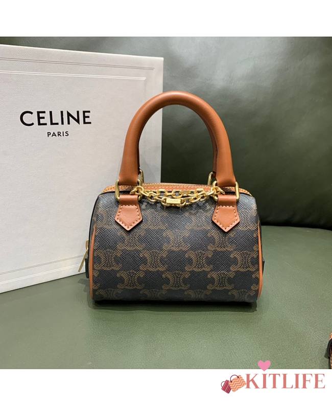 Kitlife Celine MINI BOSTON BAG IN TRIOMPHE CANVAS - 14 X 9.5 X 8 CM - 1