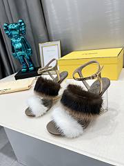 Kitlife Fendi First Pink and White mink high-heeled sandals - 3