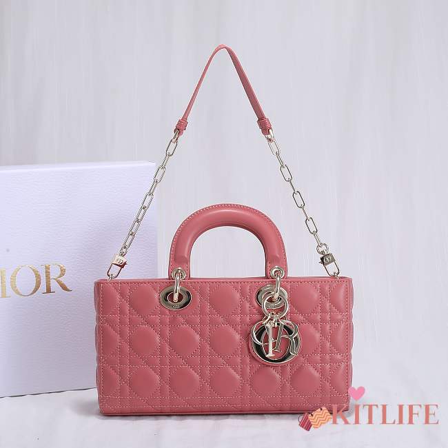 Kitlife Dior Lady D-JOY BAG Dusty Coral Pink Cannage Lambskin - 26 x 13.5 x 5 cm - 1