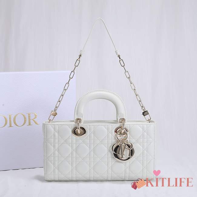 Kitlife Dior Lady D-JOY BAG Dusty Coral White Cannage Lambskin - 26 x 13.5 x 5 cm - 1