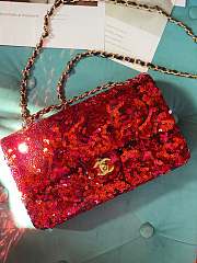 Kitlife Chanel Sequin Red Flap Bag - 15.5x25.5x6.5 cm - 1