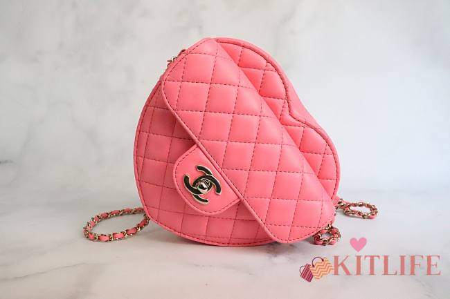 Kitlife Chanel Heart Pink Bag Lambskin - AS3191 - 18x16.5x6.5 - 1
