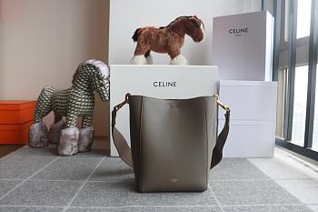 Kitife Celine Sangle Small Bucket Bag In Soft Grained Calfskin Taupe - 25x18x12cm