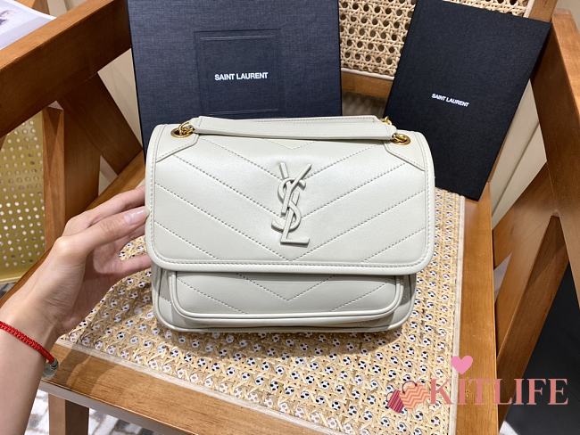 KITLIFE YSL NIKI BABY CHAIN BAG IN LAMBSKIN WHITE - 21 X 16 X 7,5 CM - 1