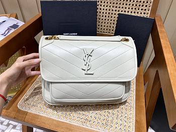 KITLIFE YSL NIKI MEDIUM CHAIN BAG IN LAMBSKIN WHITE - 28x20.5x8.5cm