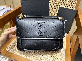 KITLIFE YSL NIKI MEDIUM CHAIN BAG IN LAMBSKIN BLACK - 28x20.5x8.5cm