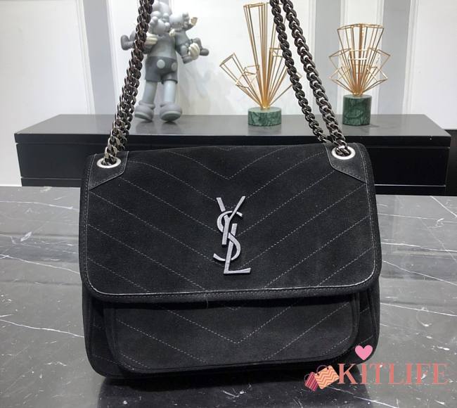 KITLIFE YSL NIKI MEDIUM CHAIN BAG IN BLACK SUEDE - 28 X 20 X 8,5 CM - 1