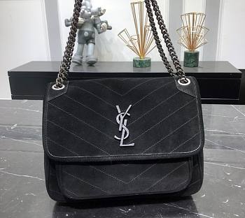 KITLIFE YSL NIKI MEDIUM CHAIN BAG IN BLACK SUEDE - 28 X 20 X 8,5 CM