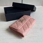 Kitlife Chanel 22s Two-fold Buckle Coin Purse Pink Caviar Leather - 8.5 × 12 × 2.5 cm - 2