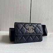 Kitlife Chanel 22s Two-fold Buckle Coin Purse Black Caviar Leather - 8.5 × 12 × 2.5 cm - 1