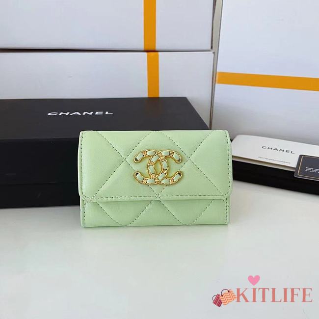 Kitlife Chanel 19 Coin Flip Wallet Light Green - 8.5 × 12 × 2.5 cm - 1