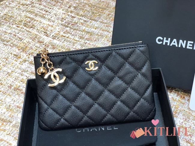 Chanel Key Holder Caviar Leather Gold/Silver Hardware - 1