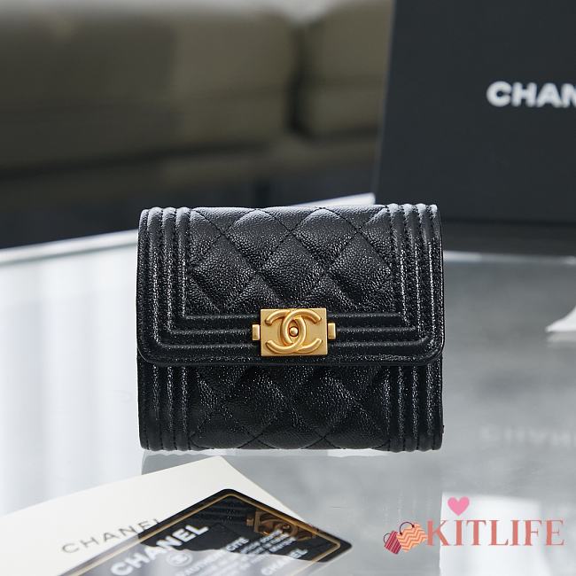 Kitlife Chanel Boy Flip Wallet (Black/Navy Blue/Light Blue/Pink) - 10x11x3 cm - 1