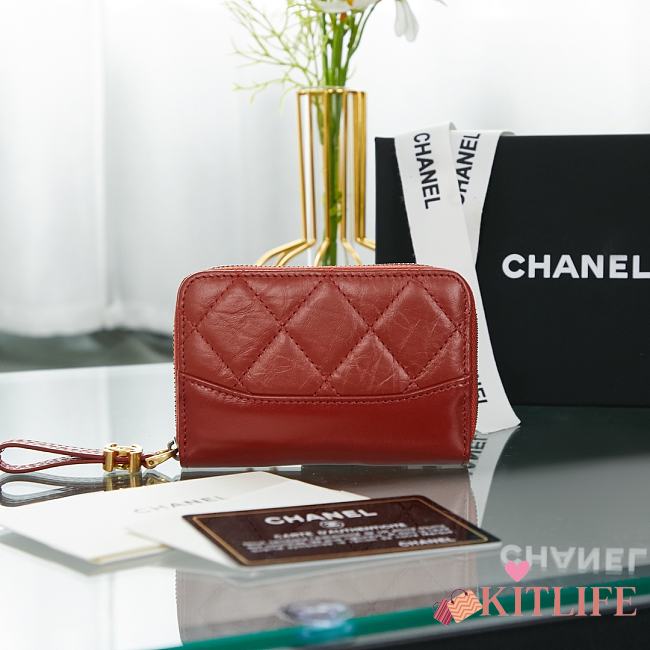 Kitlife Chanel Aged Calfskin Gabrielle Zipped Coin Purse (Green/Blue/Red/Grey) - A84404 - 7.5×11×2cm - 1