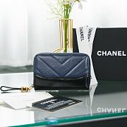 Kitlife Chanel Aged Calfskin Gabrielle Zipped Coin Purse 2 colors (Beige/Blue) - A84404 - 7.5×11×2cm - 2