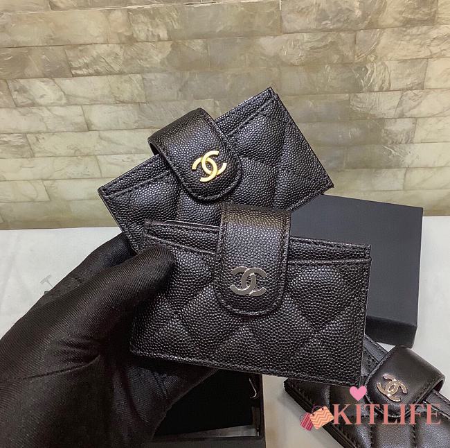 Kitlife Chanel Multi-compartment Card Holder Black Caviar Leather (Gold/Silver Hardware) - 10.4*7*2cm - 1