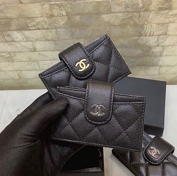 Kitlife Chanel Multi-compartment Card Holder Black Caviar Leather (Gold/Silver Hardware) - 10.4*7*2cm