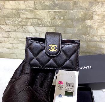 Kitlife Chanel Multi-compartment Card Holder Black Lambskin Leather (Gold/Silver Hardware) - 10.4*7*2cm