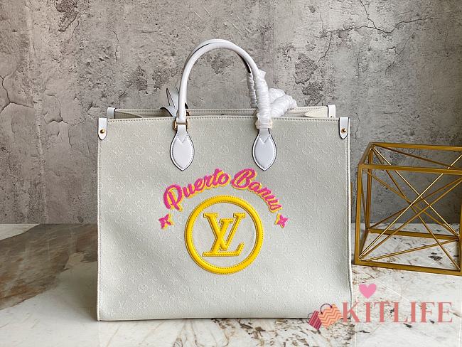 KITLIFE LOUIS VUITTON JACQUARD FABRIC ONTHEGO MM TOTE BAG YELLOW - M20815 -41x34x19cm - 1