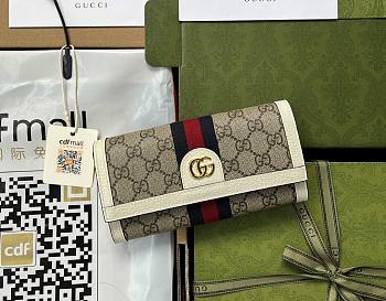 Kitlife  Gucci Ophidia GG Continental Bifold Long Wallet Canvas White - W19.5xH11xD3cm