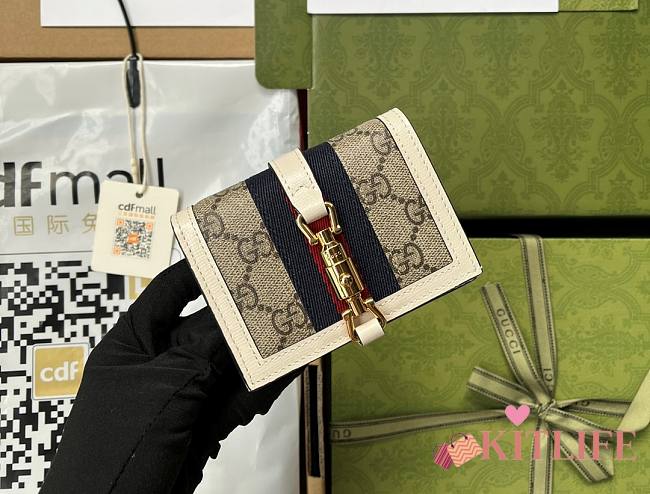Kitlife Gucci Jackie 1961 Card Case Wallet In White - 11× 8.5x 3 cm - 1