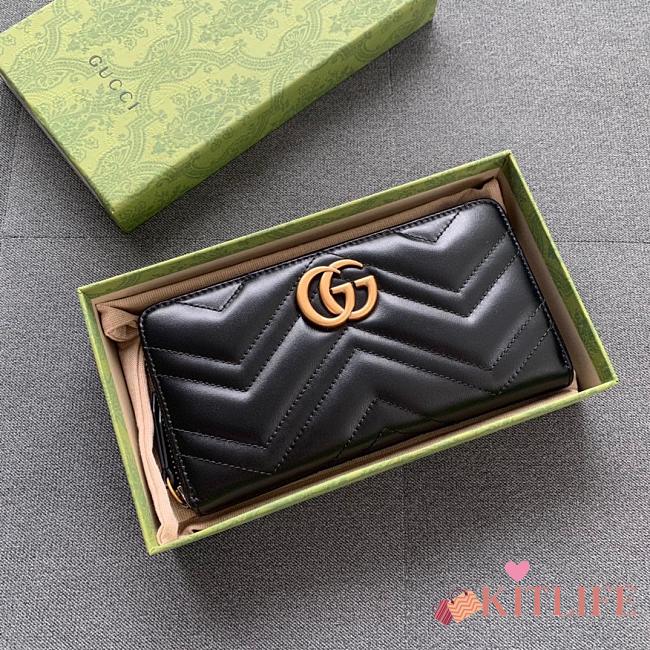 Kitlife Gucci Marmont Zip Around Black Wallet - 19x10x3.5cm - 1