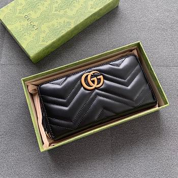 Kitlife Gucci Marmont Zip Around Black Wallet - 19x10x3.5cm