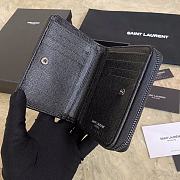 Kitlife YSL COMPACT ZIP AROUND WALLET IN GRAIN Black Hardware - 12x10x3cm - 2